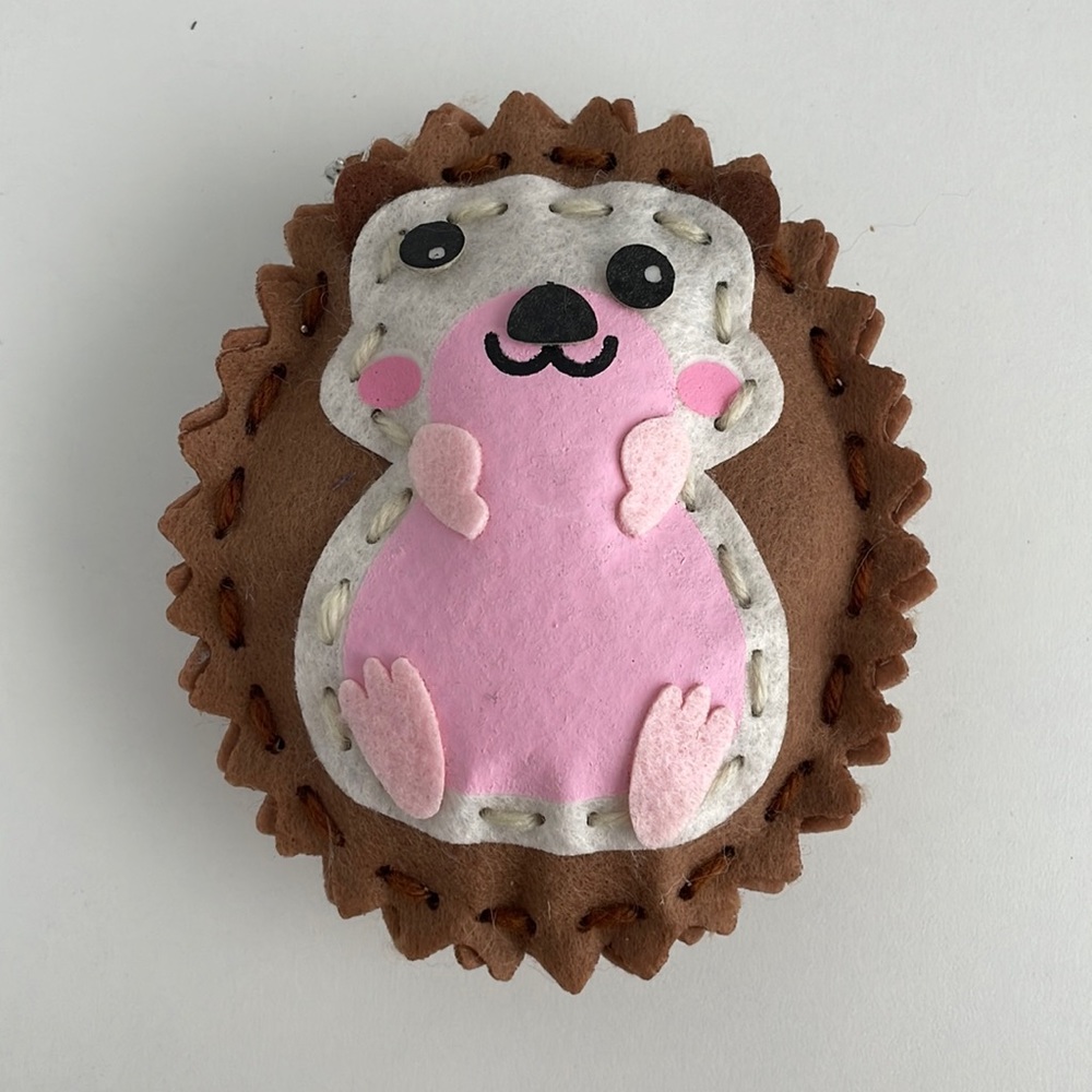 Handcrafted Felt Hedgehog Keychain - DIY Kid Craft - Backpack Charm - Cute - Pet